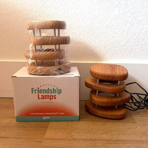 Pair of Friendship Lamps by Filimin Mid-Century Knotty Alder Wood Design one NWT